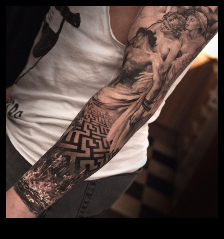 Skulptēts audekls Grand Epic Arm Tetovējums 4 Veidots audekls: atklājiet Grand Epic Arm Tetovējuma meistarības skaistumu